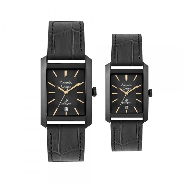 Alexandre Christie AC 1019 Full Black Leather Couple